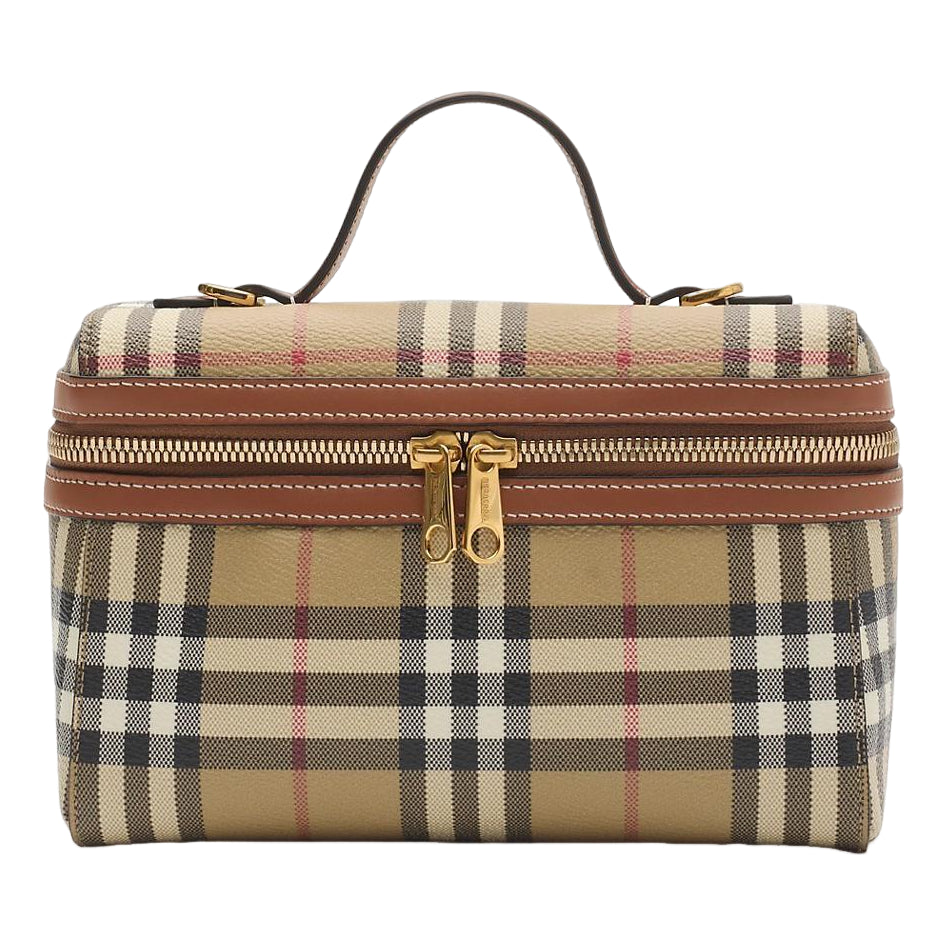 (WMNS) Burberry Check Vanity Bag 'Archive Beige Briar Brown' 81205251