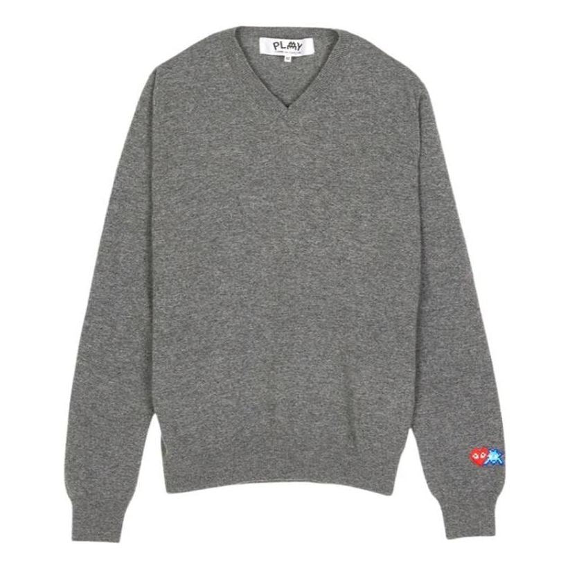 COMME des GARCONS PLAY FW25 x Invader Double Pixel Heart Knitwear 'Grey' AZ-N086-051-3