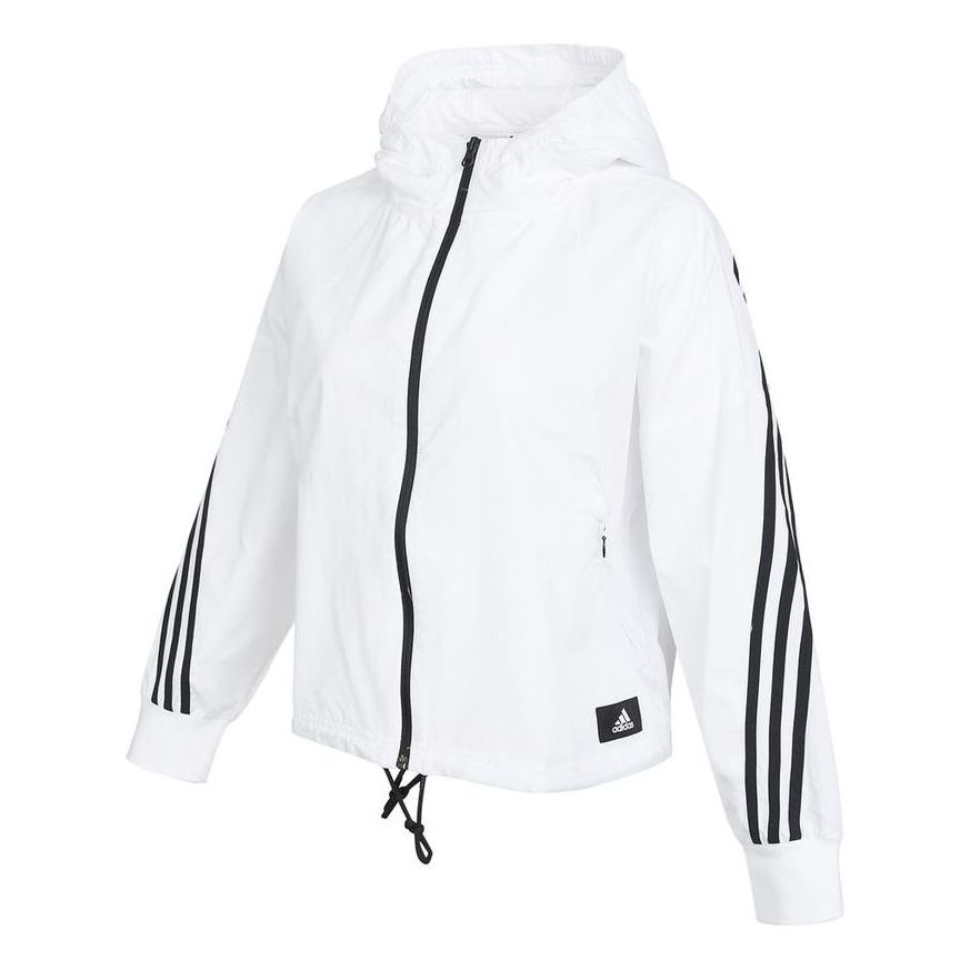 (WMNS) adidas Sportswear Future Icons Woven Windbreaker Asia Sizing 'White Black' HE4177