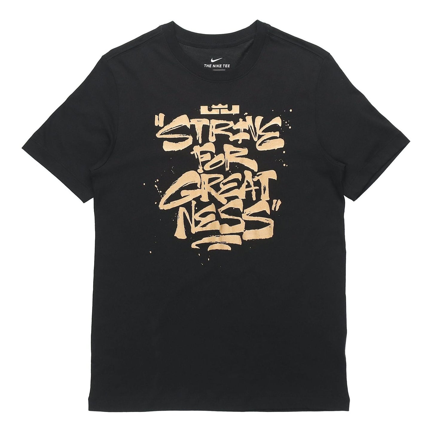 Nike Lebron Strive for Greatness Basketball Sports Printing Round Collar T-Shirt Men's Black DD0786-011