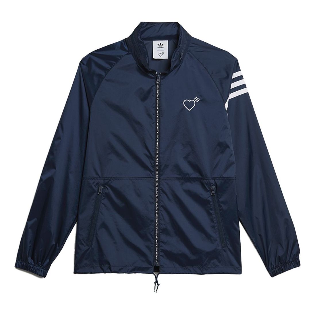 adidas originals x HUMAN MADE Crossover Embroidered Logo hooded Sports Jacket Navy Blue GM4256