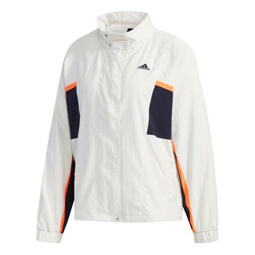 (WMNS) adidas Logo Printing Splicing Stand Collar Jacket Autumn Gray FM5275