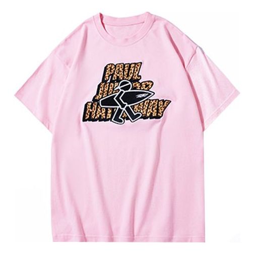 PJ's Vigor Leopard print Alphabet Pattern Short Sleeve Unisex Pink 20SSTS1018-P