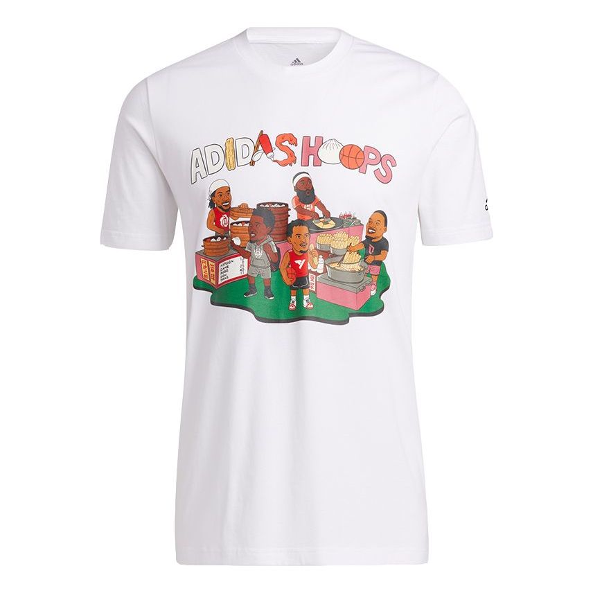 adidas CHINA S1 Tee Basketball Cartoon Printing Casual Sports Short Sleeve White H43987
