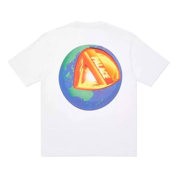 Men's PALACE Back Pattern Printing Short Sleeve White T-Shirt P19TS042