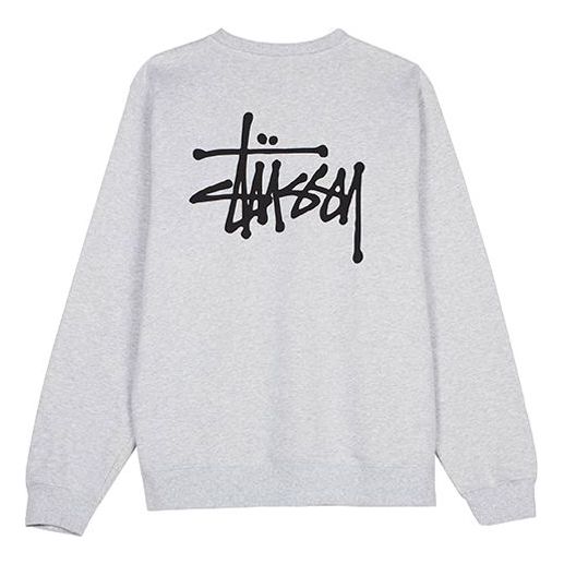 Men's Stussy Basic Back Large logo Round Neck Long Sleeves Gray 1914464ASHH