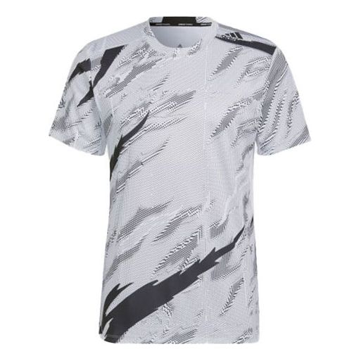 adidas Training Sports Printing Round Neck Short Sleeve White HB9174