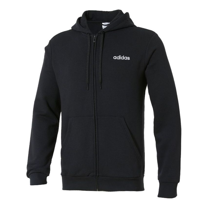 adidas Knitted Hooded Casual Sports Jacket Men Black FL8591