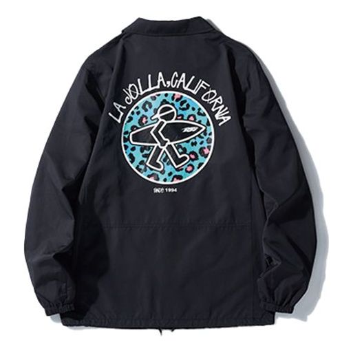 PJs Vigor Leopard print Surf Printing Coach Jacket Unisex Black 20SSJK1006-P