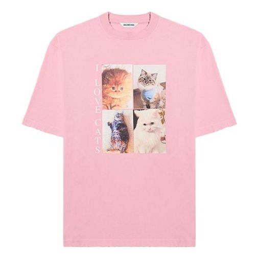 Balenciaga Printing Round-neck Short Sleeve Pink 641532TJVG85630