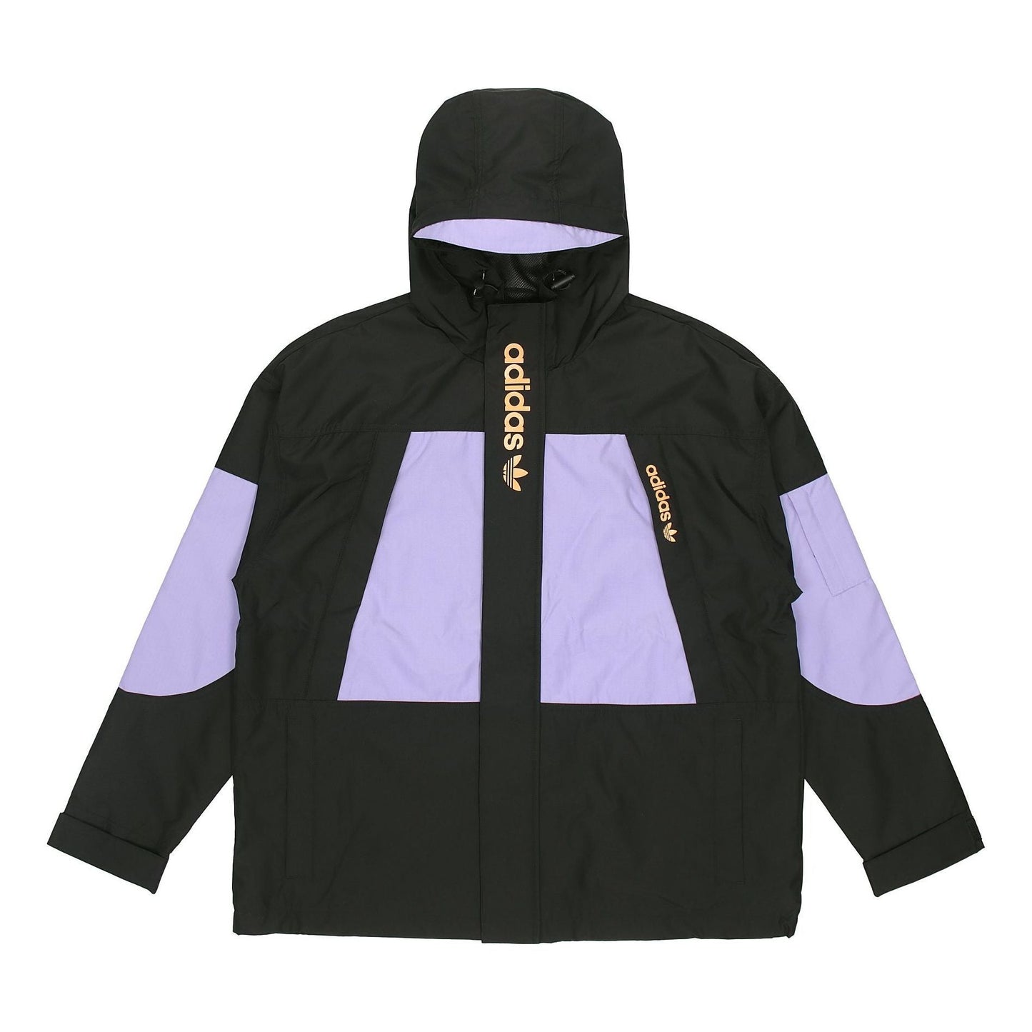 adidas originals Logo Pattern Loose Long Sleeves Hooded Jacket Black H07078