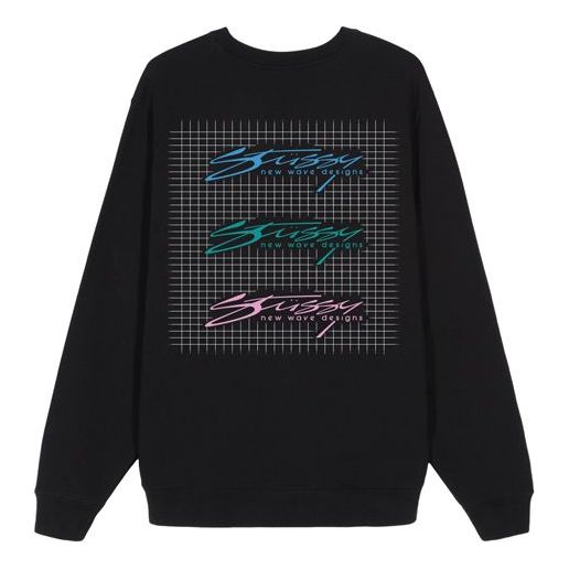 Stussy Unisex Original Team Crew Printing Logo Sweatshirt Black 3913620