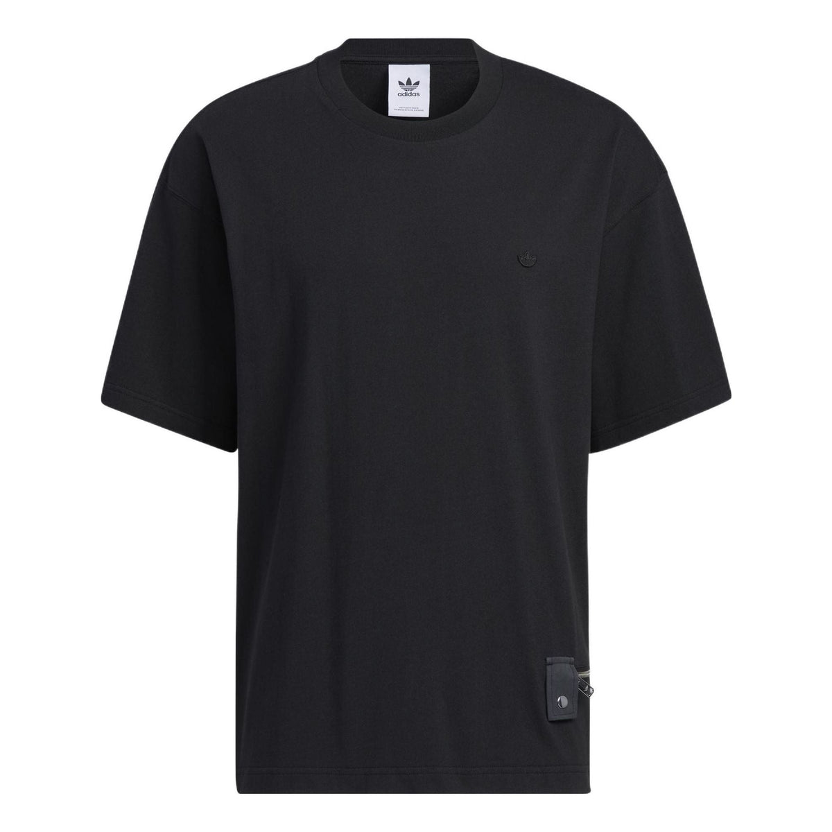 adidas originals Zipper Ss Tee Solid Color Sports Round Neck Short Sleeve Black HH9438