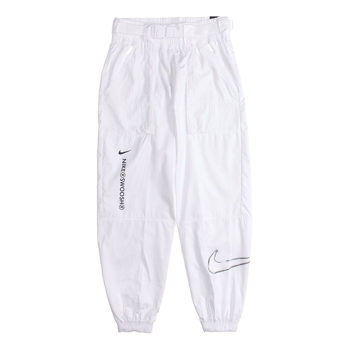 (WMNS) Nike Logo Printing Sports Adjustable Belt Bundle Feet Woven Long Pants/Trousers Autumn White DJ8997-100