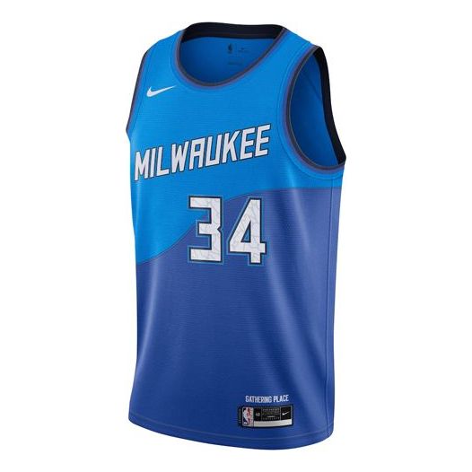 Nike NBA SW Fan Edition Milwaukee Bucks 20-21 City Limited No.34 Basketball Blue Jersey CN1743-408