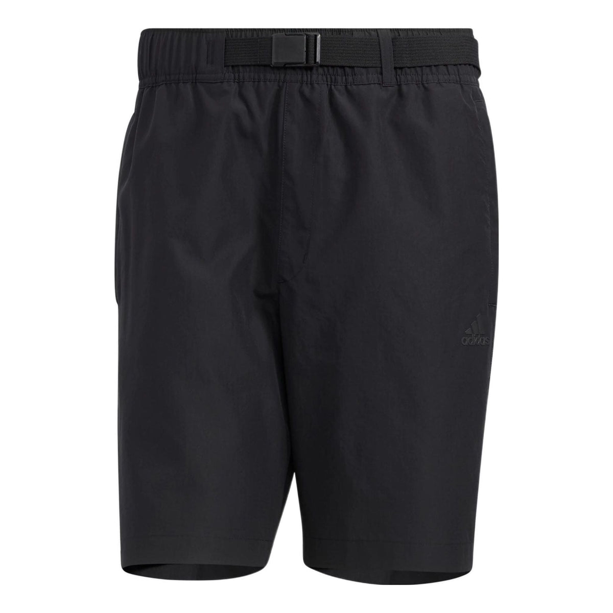 adidas Solid Color Belt Detail Straight Shorts Black HE9934