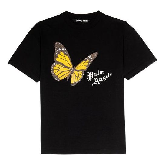 Men's PALM ANGELS Printing Short Sleeve Black 520 PMAA001S204130141088