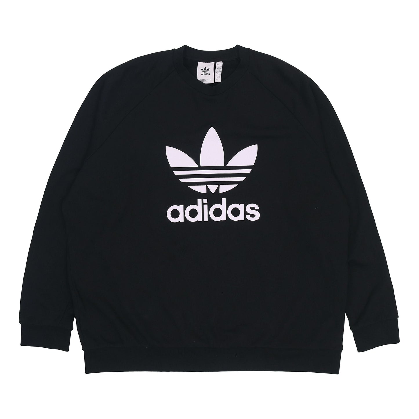 Men's adidas originals Tresoil Crew Large Logo Sports Pullover Round Neck Black H06651