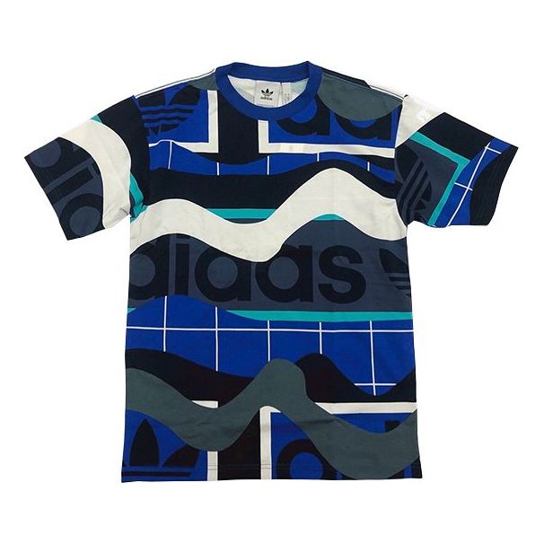 adidas originals Version Printing Round Neck Short Sleeve Blue FM1554