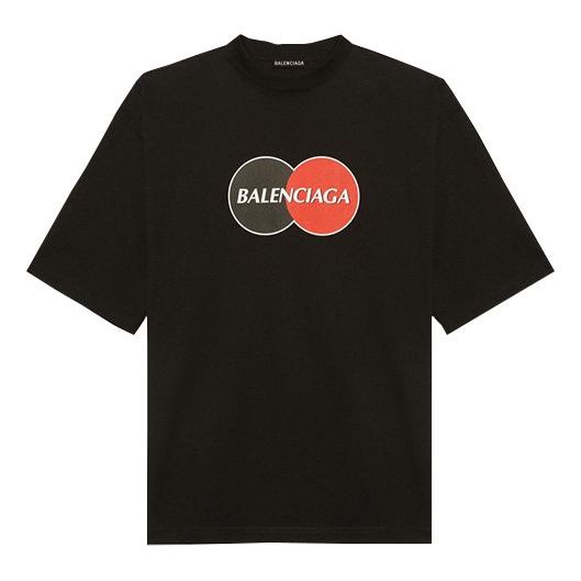 Men's Balenciaga Retro Uniform Loose Design Short Sleeve Black 620969TIV791000