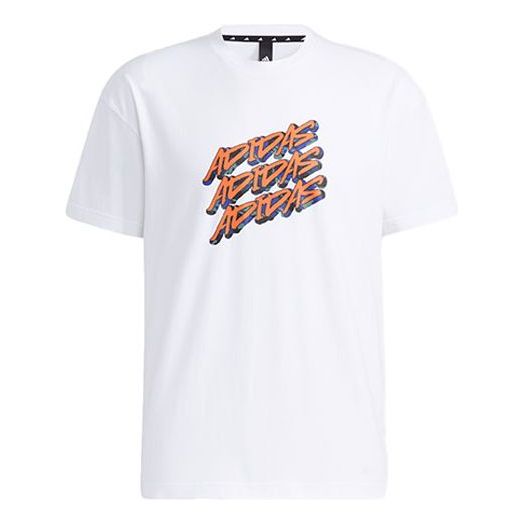 adidas Ub Gfx T Graffiti Printing Logo Sports Loose Short Sleeve White GP0839