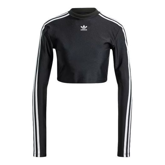 (WMNS) adidas originals 3-Stripes Cropped Long Sleeve Tee Asia Sizing 'Black' IU2428