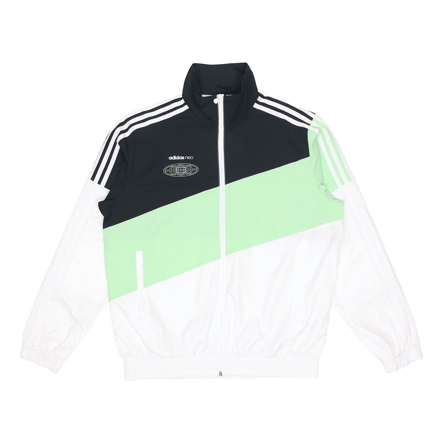 adidas neo Colorblock Zipper Stand Collar Sports Jacket Black Green Colorblock GL7177