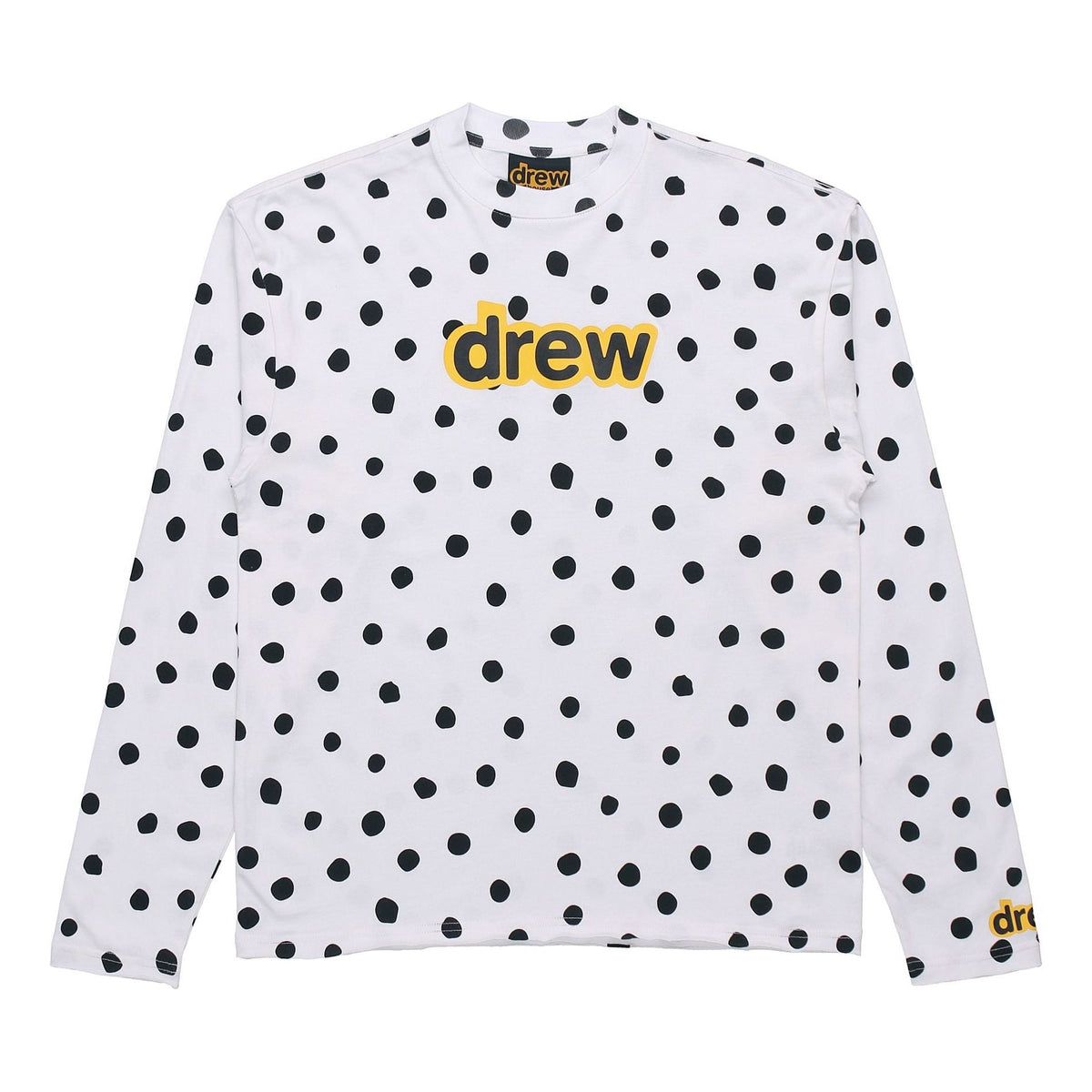 Drew House SS21 Secret ls Tee polka dots Alphabet Long Sleeves Unisex White DR-SS21-32