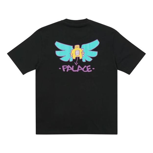 PALACE x Slap Magazine Crossover Angel Cartoon Funny Pattern Printing Short Sleeve Black T-Shirt P20TS255