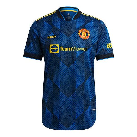 adidas 21-22 Season Player Edition Soccer/Football Sports Short Sleeve Jersey Asia Sizing Manchester United Away Blue GM4617