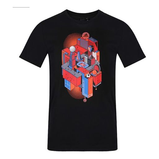 adidas Printing Short Sleeve Tee 'Black Multi-Color' DY8717