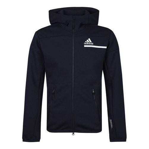 adidas Athleisure Casual Sports Knit Hooded Jacket Navy Blue GM6537