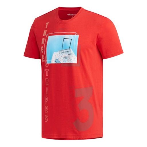 adidas neo M Cs Ris Tee Sports Short Sleeve Red EJ7068