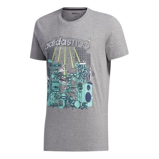 adidas neo M FAVES TEE Sports Short Sleeve Basic Gray FP7297