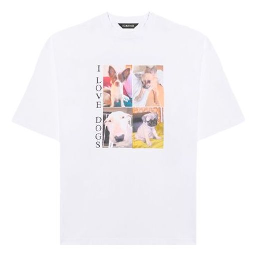 Balenciaga Unisex I Love Dogs Printing White 641614TJVH19000