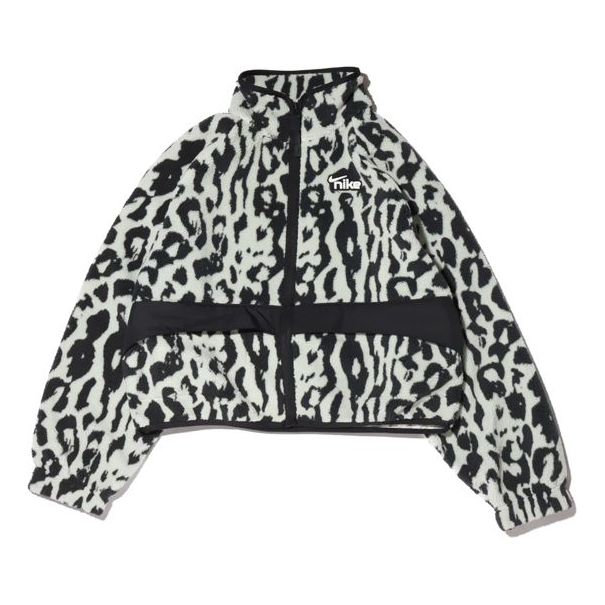 (WMNS) Nike Sportswear Sherpa Stay Warm Animal Print Printing Stand Collar Jacket Smoke Gray CU6592-070