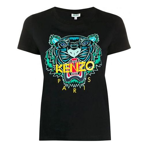 KENZO SS20 Tiger Head Printing Short Sleeve Black FA5-2TS721-4YB-99