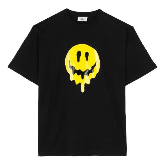 Balenciaga SS21 Drip Peace Large Fit Printing Tee Black 641655TKVA11012