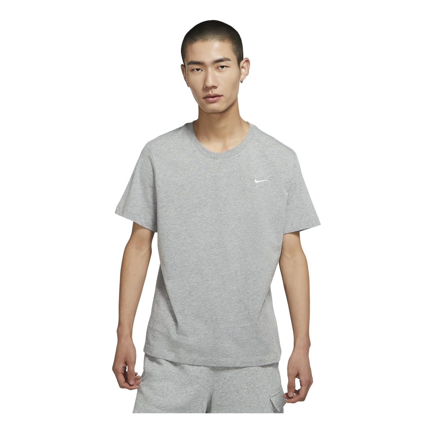 Nike Sportswear Solid Color Embroidered Logo Micro Mark Round Neck Casual Short Sleeve Gray BV0508-063