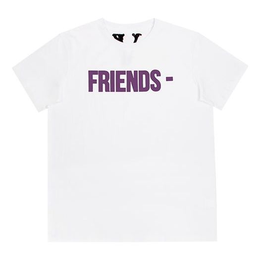 VLONE White Purple Printing Large Logo Short Sleeve Couple Style White VLTE19002