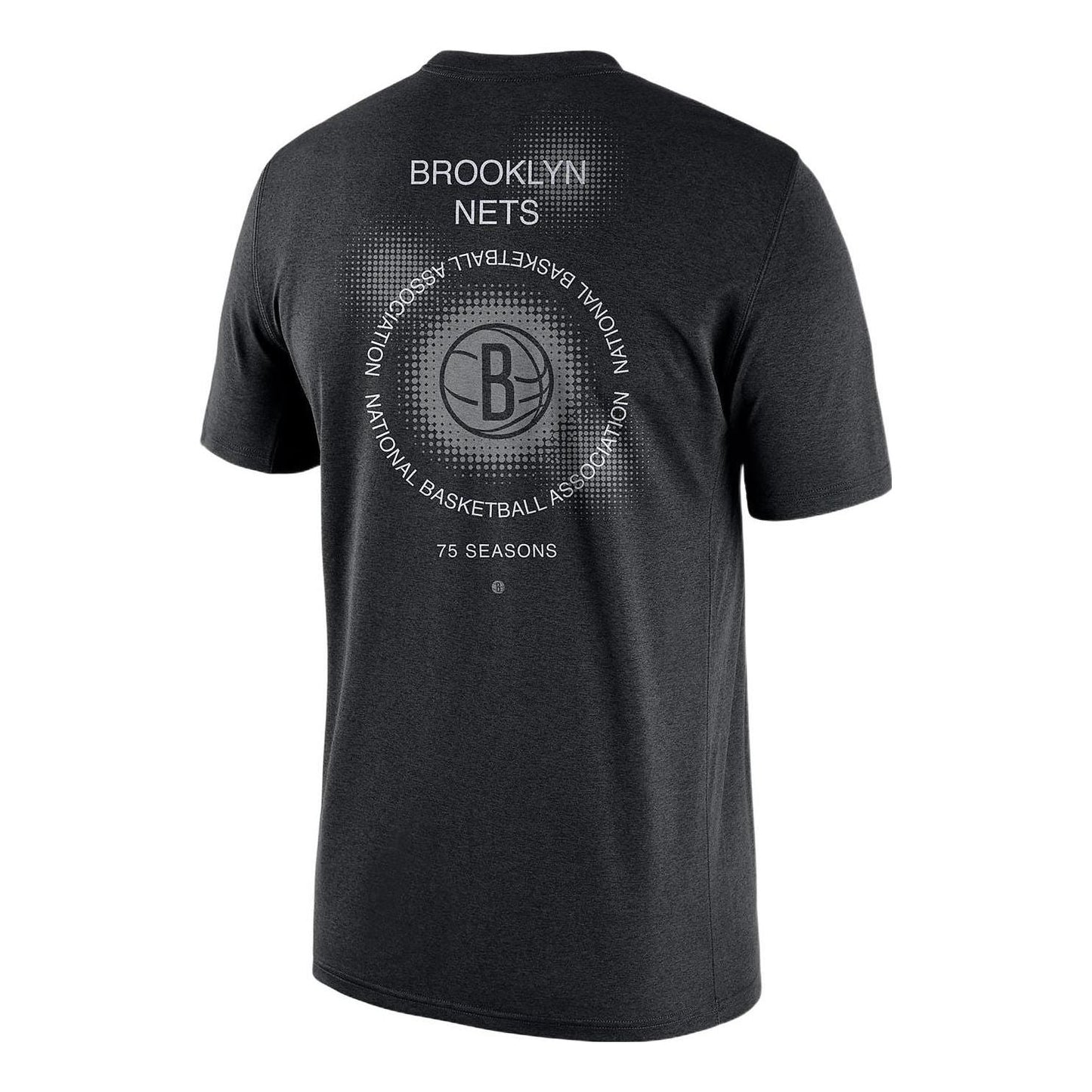 Men's Nike Brooklyn Nets Geometry Pattern Logo Printing Round Neck Short Sleeve Black T-Shirt DH6732-010
