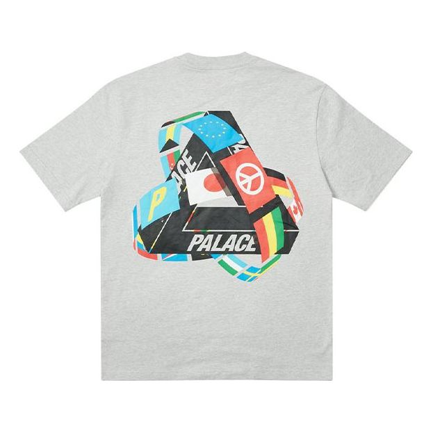 PALACE National Flag Triangle Print Short Sleeve Pattern Printing Gray T-Shirt P20TS091