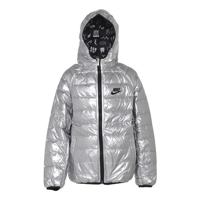 (PS) Nike reversible sports hooded warm down Jacket 'Silver' DZ9961-089