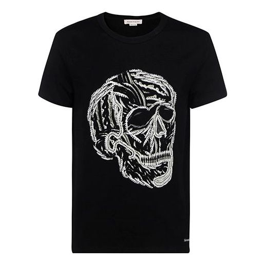 Men's Alexander McQueen Cotton Printing Short Sleeve Black 631391-QPZ87-0901