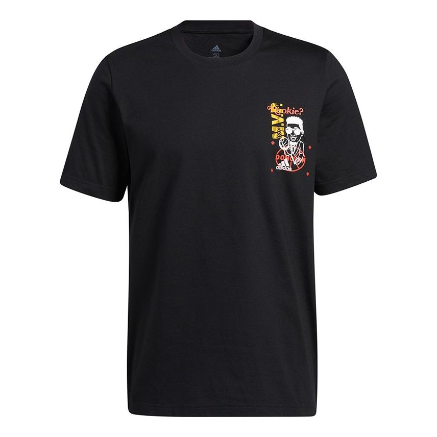 adidas Don Avt. Rook Basketball Sports Printing Round Neck Short Sleeve Black GP3437