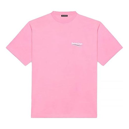 Men's Balenciaga Logo Printing Short Sleeve Pink 641675TJVF75713