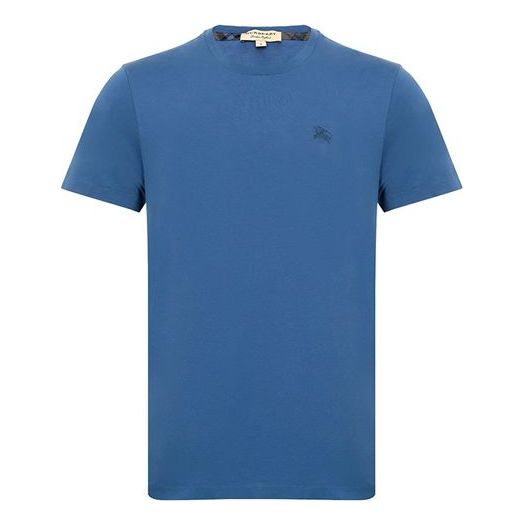 Men's Burberry SS21 Embroidered Short Sleeve Pullover Blue 80049781