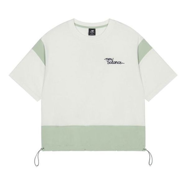 (WMNS) New Balance Colorblock Loose Round Neck Pullover Short Sleeve White AWT13300-IV
