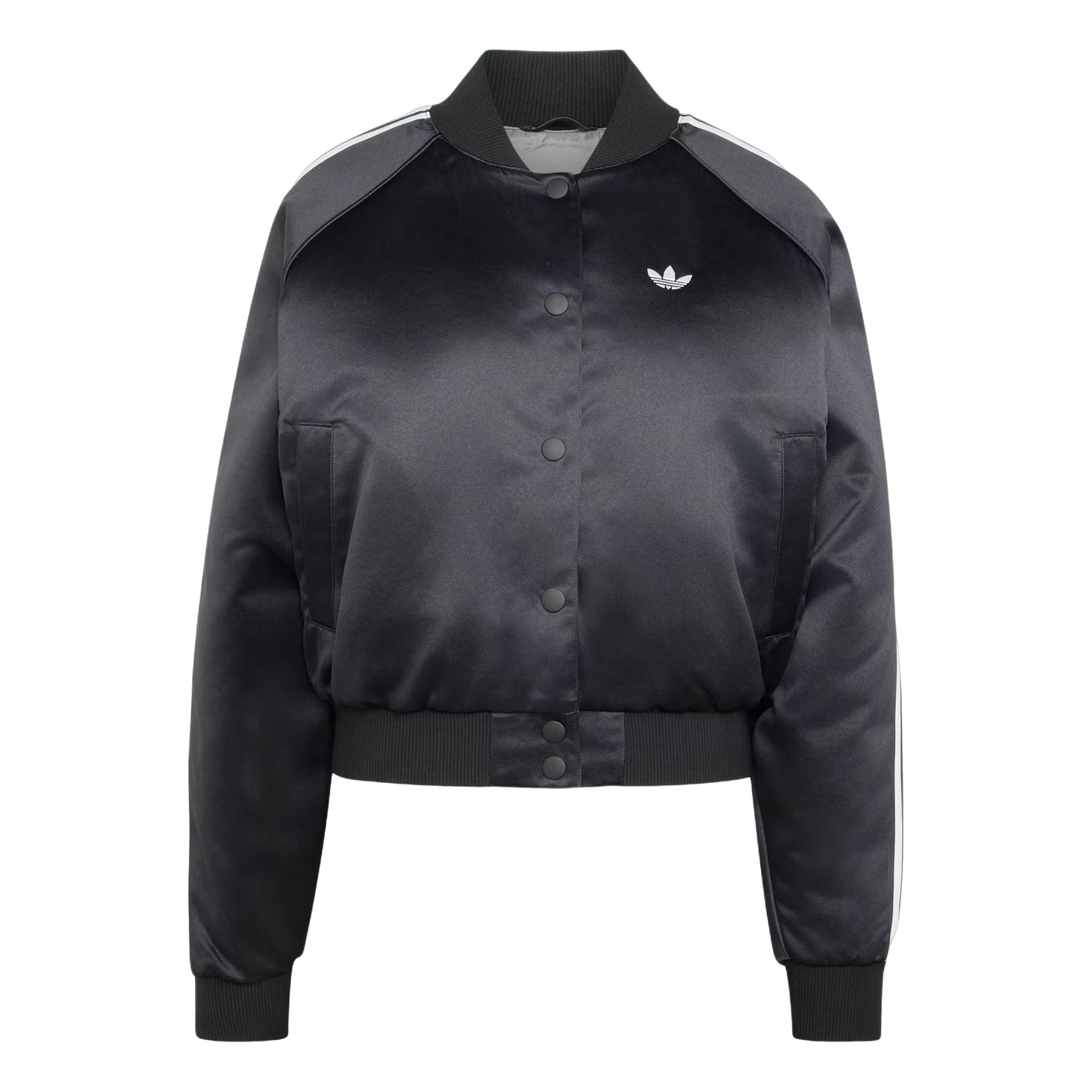 (WMNS) adidas Satin Bomber Jacket Asia Sizing 'Black White Grey Three' KT2648