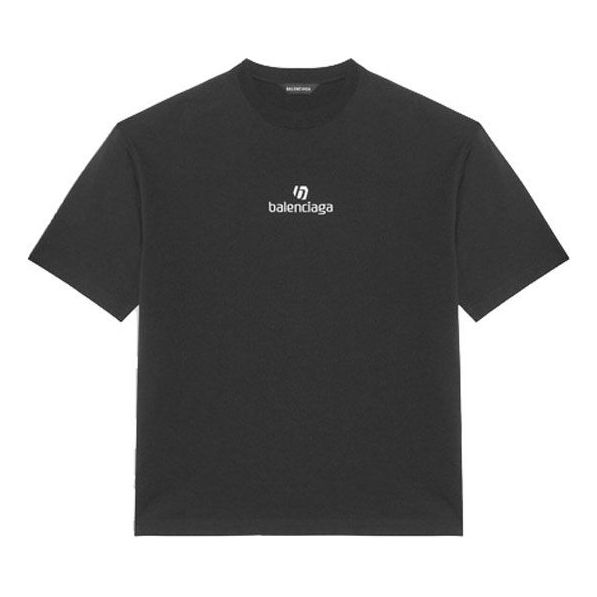 Men's Balenciaga Alphabet Printing Short Sleeve Black 612966TJVD91034